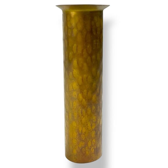 Vintage WWII Trench Art Artillery Shell Casing Brass Hammered Vase Collectible - Picture 2 of 7